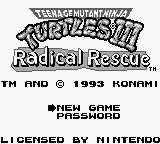 Teenage Mutant Ninja Turtles III - Radical Rescue Title Screen